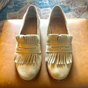 Seychelles of Los Angeles taupe suede penny loafer